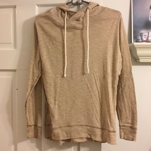 J Crew tan and white striped pullover long sleeve